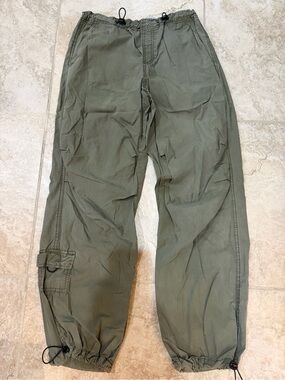 Garage Olive Green Cargo Joggers with Drawstring Ankles